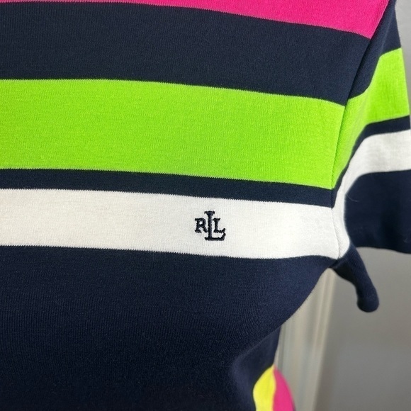 💙🩷NWT Vintage Lauren Ralph Lauren Striped Tee Size S💚💛 - Picture 3 of 9